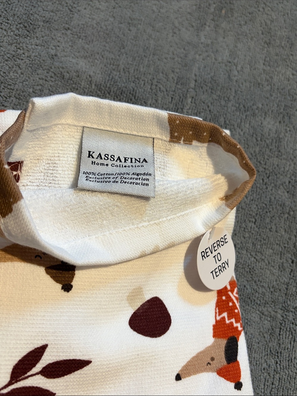 🐾🤎 Dachshund ‘Sweater Weather' Cream & Brown Kitchen Towel - Set of 2 - Picture 3 of 4